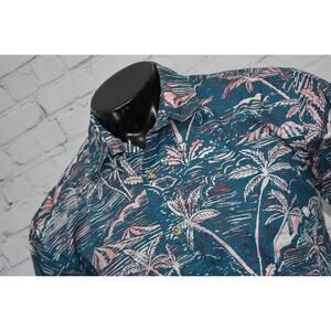 Cooke Street Hawaiian Shirt Mens Size Medium Blue Floral Honolulu Tropical